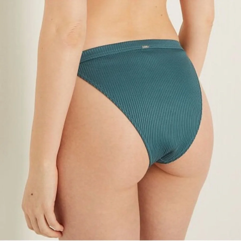 PINK Victoria’s Secret Ribbed High Leg Cheeky Bikini Bottom Teal Small NWT